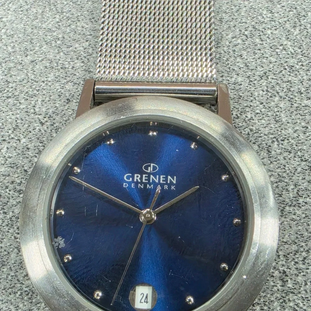 Grenen Denmark M-23LSSN Watch Womens Silver Blue‎ Fair Slim Mesh Band
